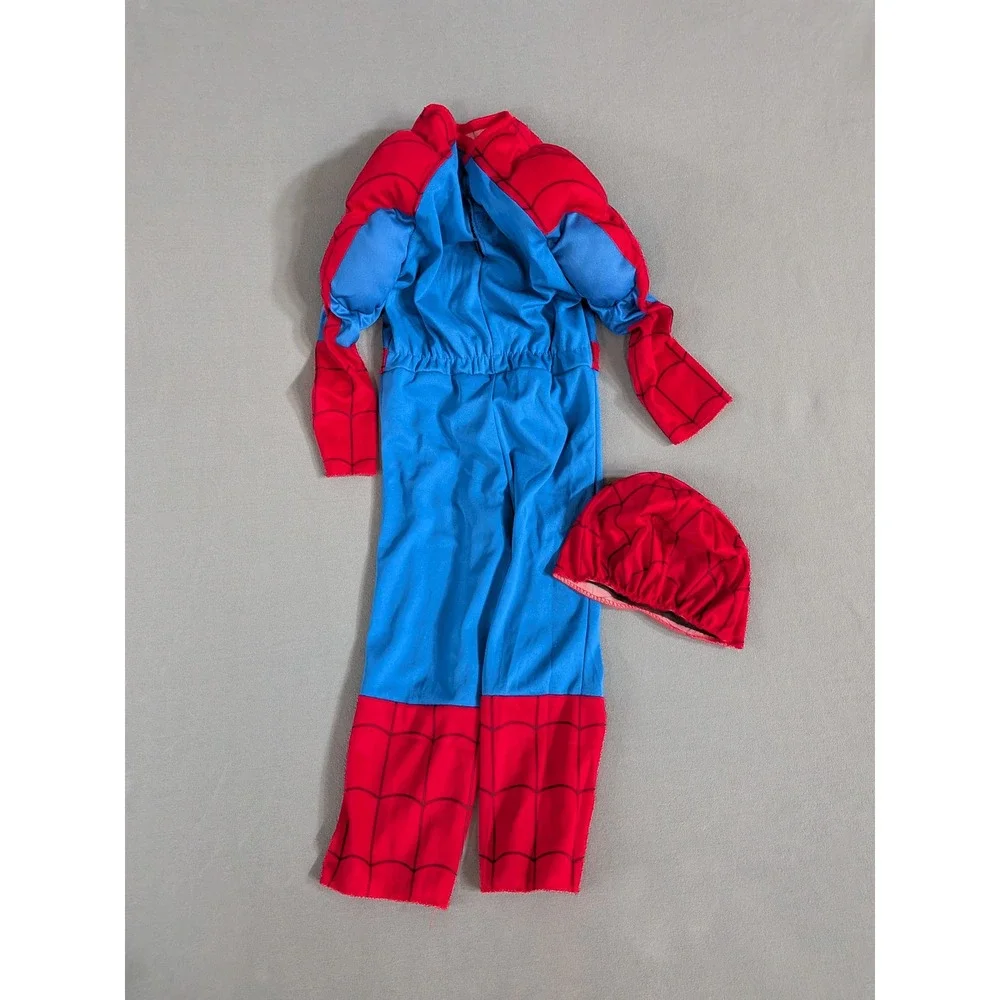 Marvel Spiderman Muscle Chest Costume Kids Size XS 4-5 Red Blue Jumpsuit Mask